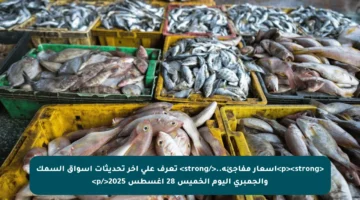 <p><strong>أسعار مفاجئة..</strong> تعرف على آخر تحديثات أسواق السمك والجمبري اليوم الخميس 28 أغسطس 2025</p>